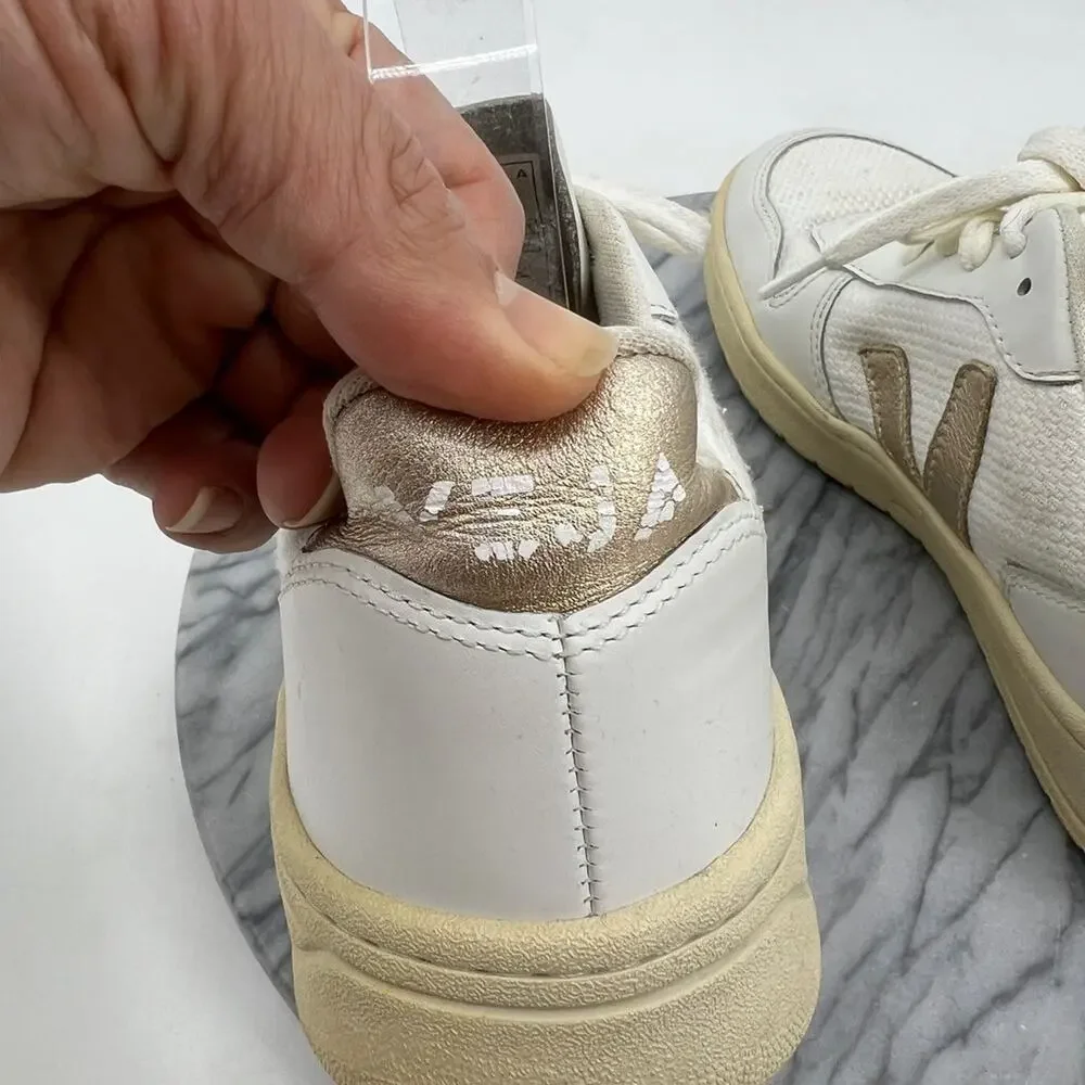 Veja Womens 8 Shoes Metallic Taupe V10 T1 Leather Sneakers Trainers Lace Up